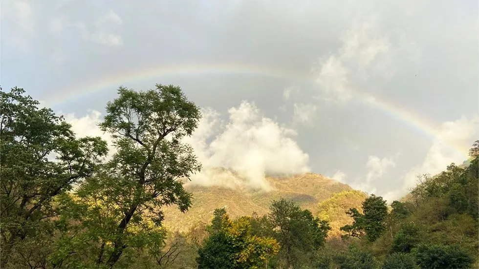 Himalayan mountain scenery near Himalayan Forest Camp, Gular, Uttarakhand, India