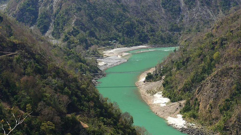 Himalayan mountain scenery near Himalayan Forest Camp, Gular, Uttarakhand, India