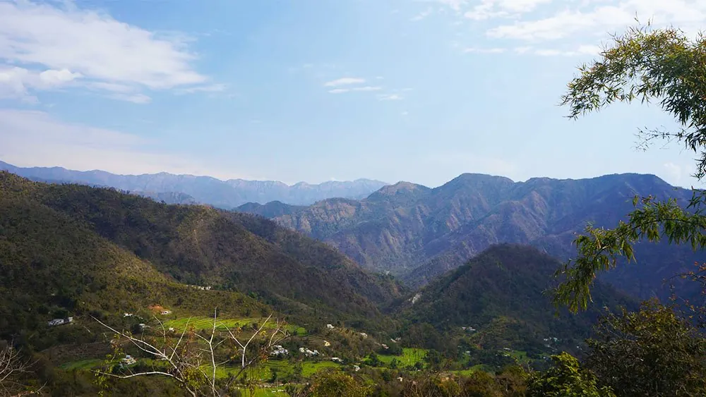 Himalayan mountain scenery near Himalayan Forest Camp, Gular, Uttarakhand, India