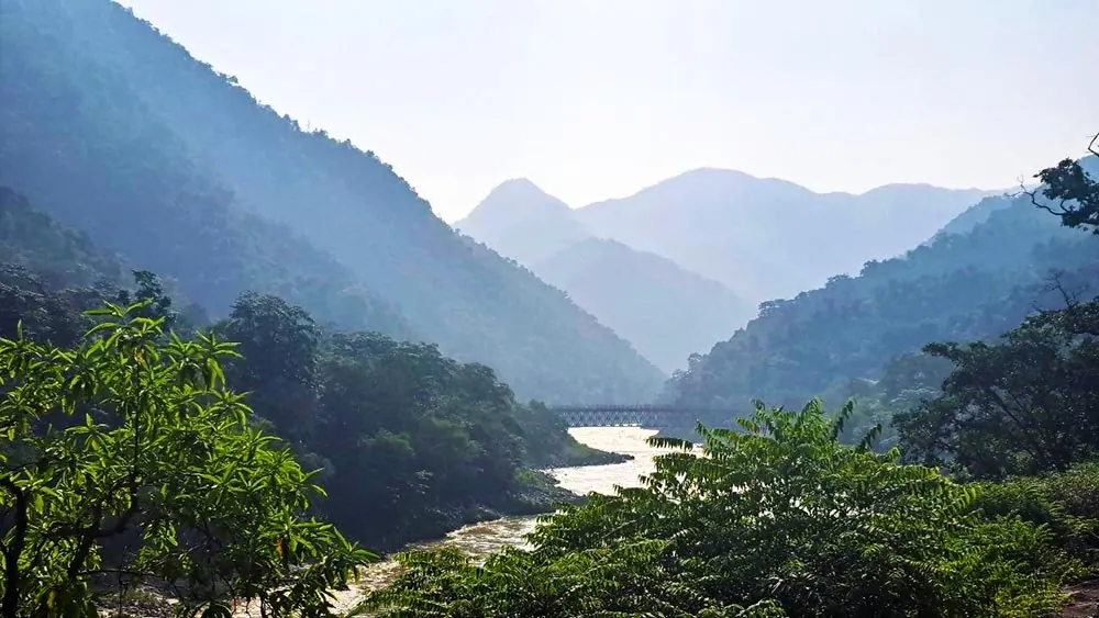 Himalayan mountain scenery near Himalayan Forest Camp, Gular, Uttarakhand, India